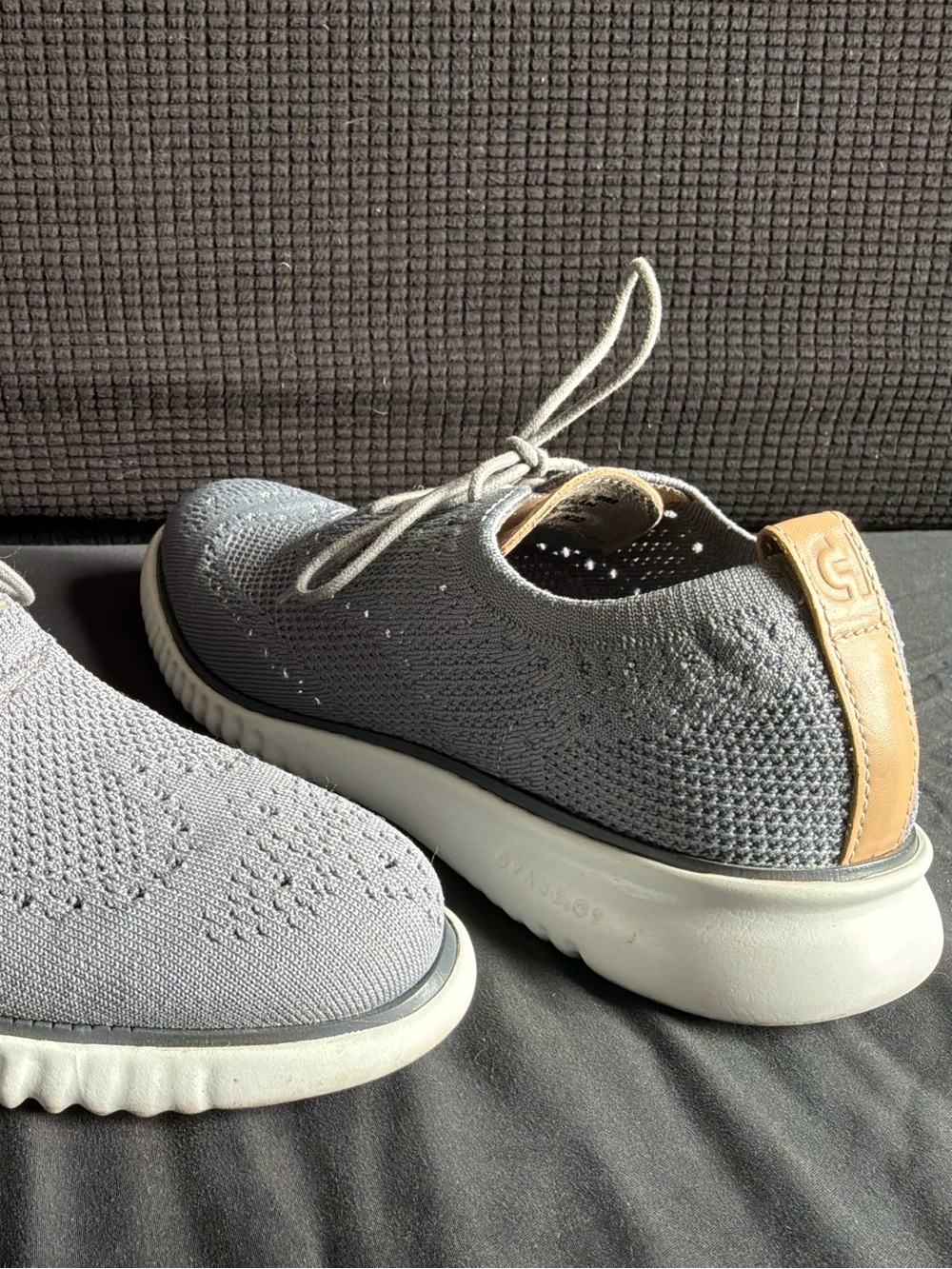 Cole Haan Gray Knit Lace-Up Derby with White Sole - Picture 2 of 3